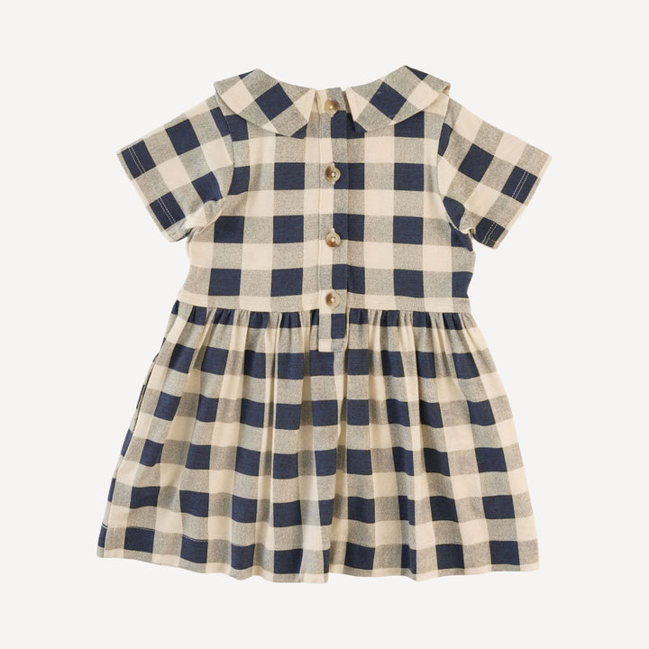 short sleeve peter pan dress | blueberry gingham | bamboo