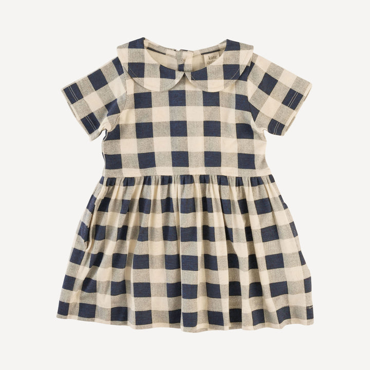 short sleeve peter pan dress | blueberry gingham | bamboo
