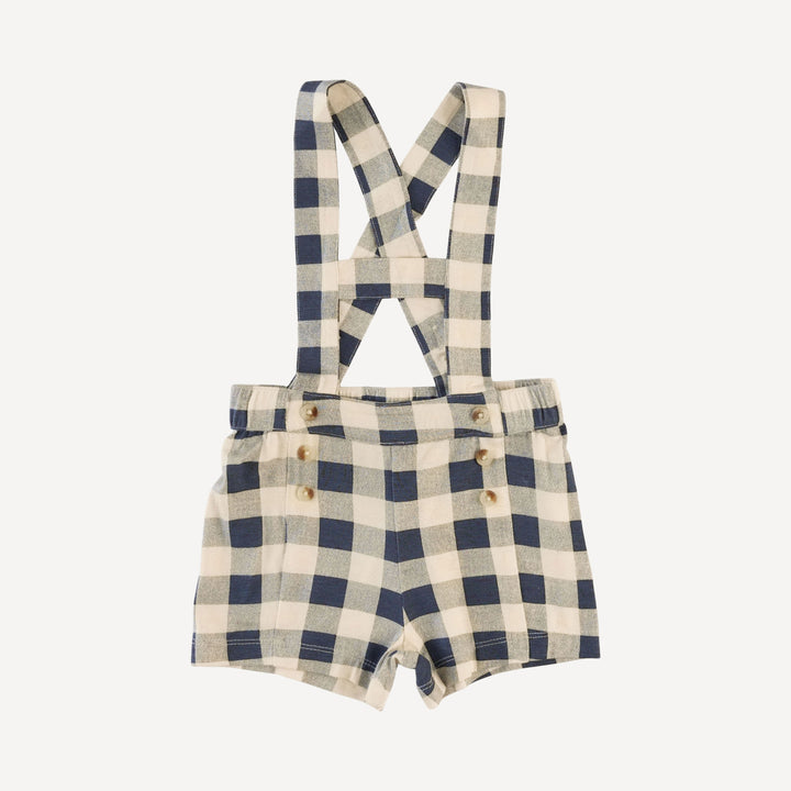 hansel suspender short | blueberry gingham | bamboo