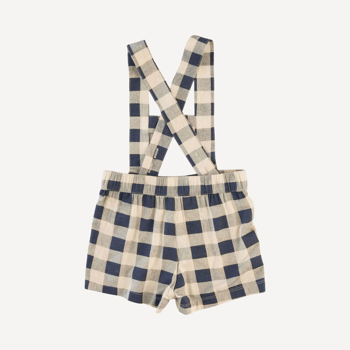 hansel suspender short | blueberry gingham | bamboo