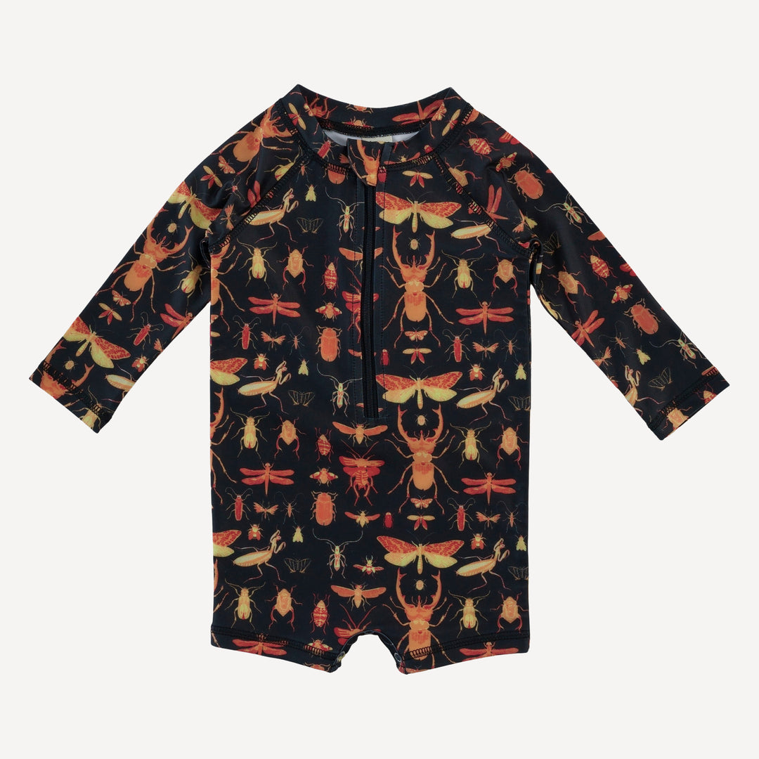 long sleeve zip front rash guard shortie | insects | swim