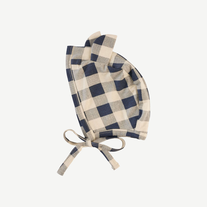 bear hat | blueberry gingham | bamboo