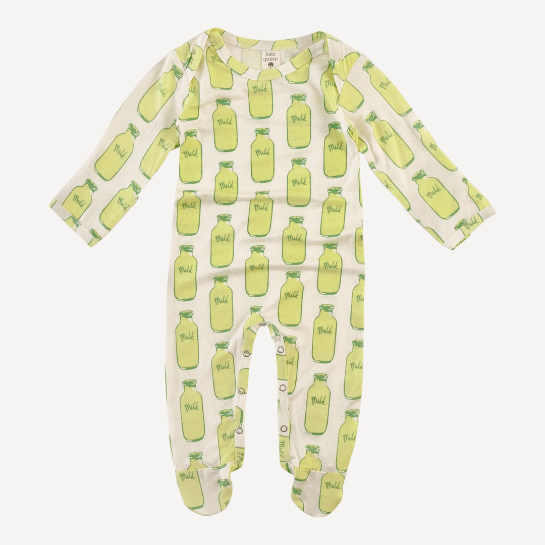 long sleeve lap neck footie | milk jars | bamboo