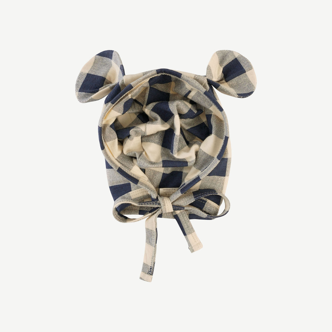 bear hat | blueberry gingham | bamboo