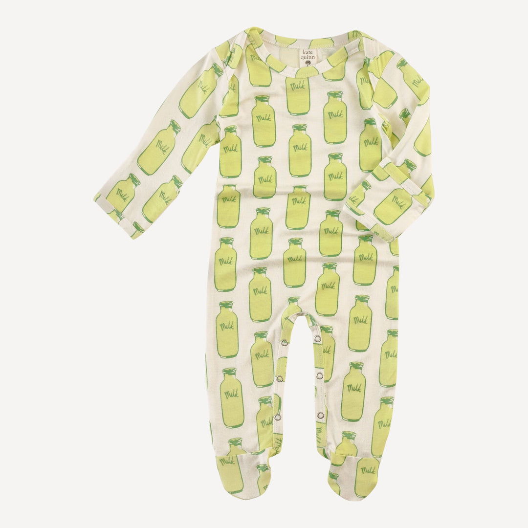 long sleeve lap neck footie | milk jars | bamboo