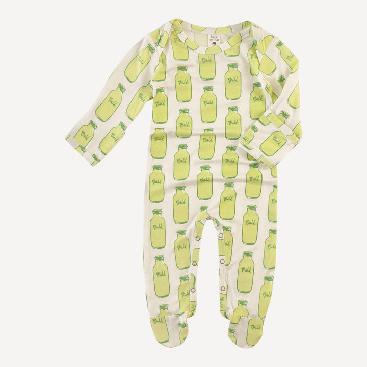 long sleeve lap neck footie | milk jars | bamboo