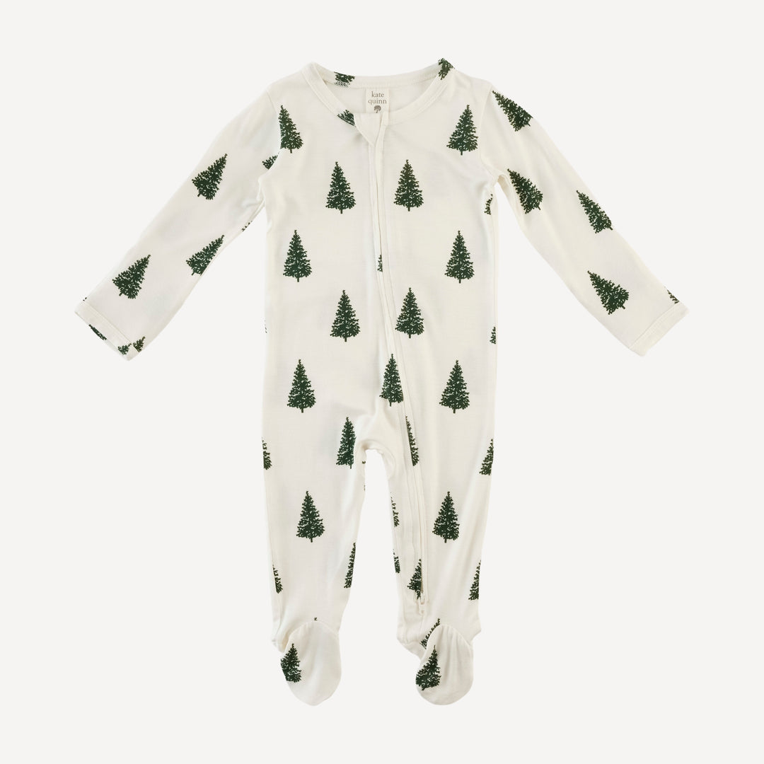 long sleeve two way zipper footie | mountain pine | bamboo