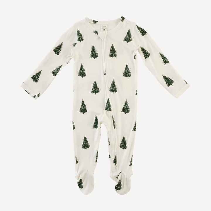 long sleeve two way zipper footie | mountain pine | bamboo