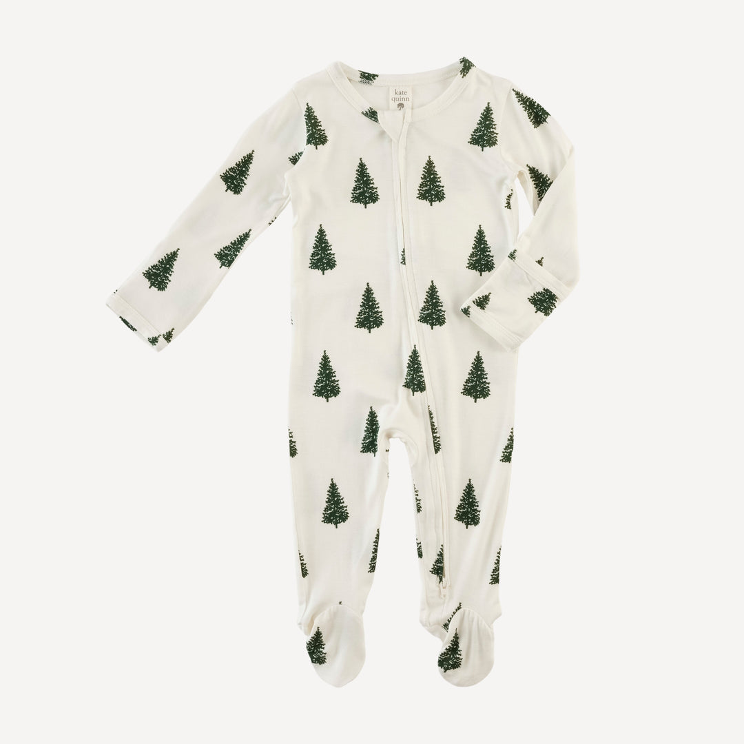 long sleeve two way zipper footie | mountain pine | bamboo