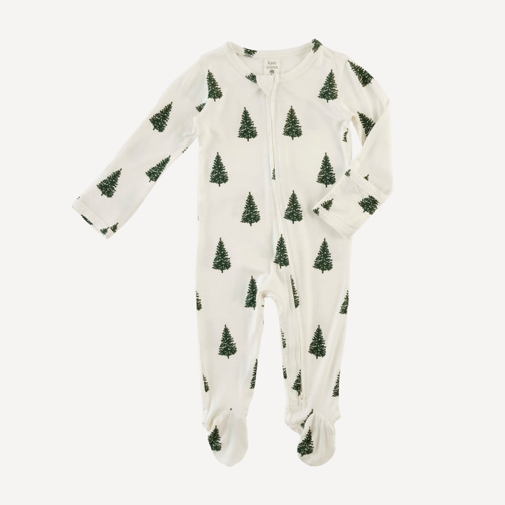 long sleeve two way zipper footie | mountain pine | bamboo