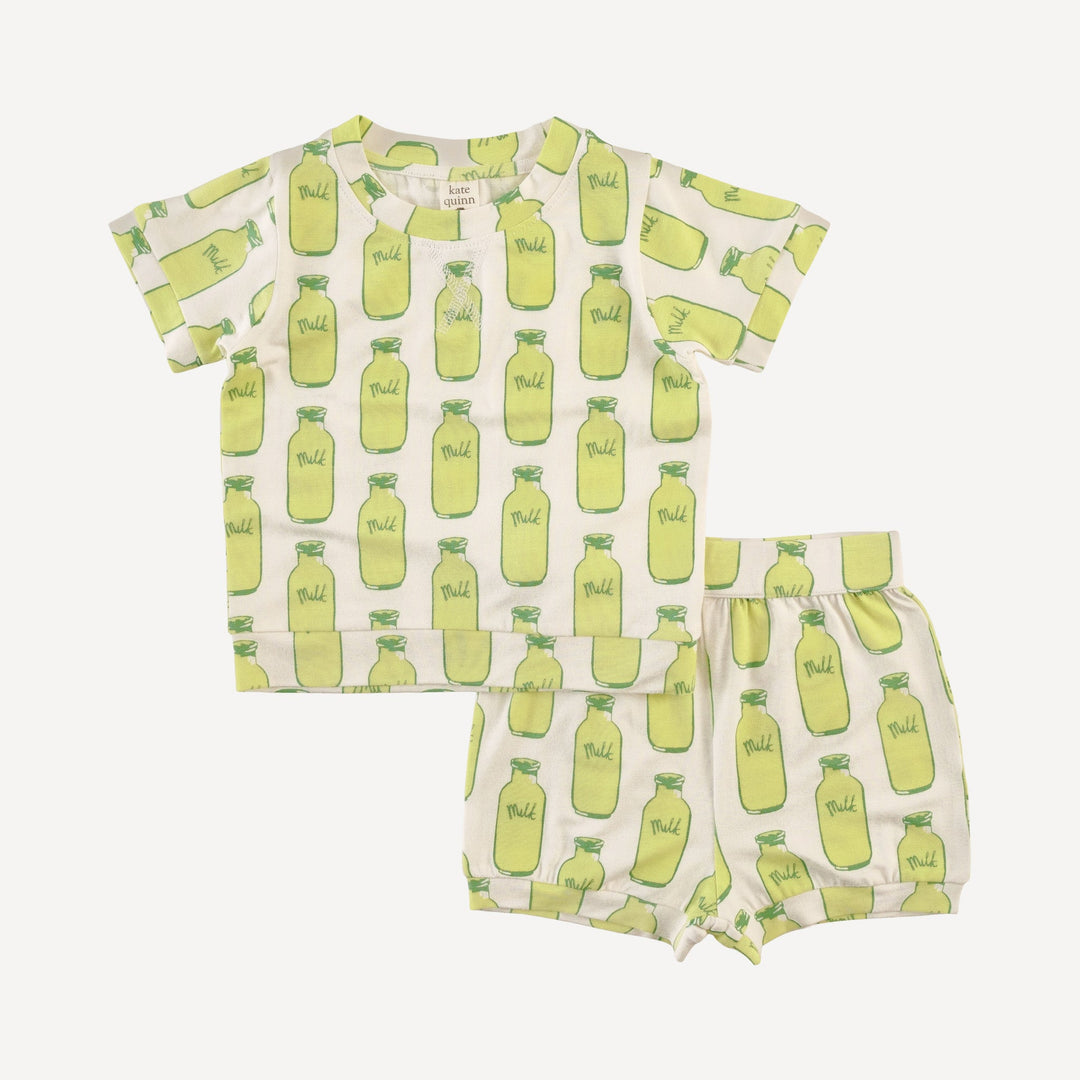 short sleeve topstitch top + short set | milk jars | bamboo
