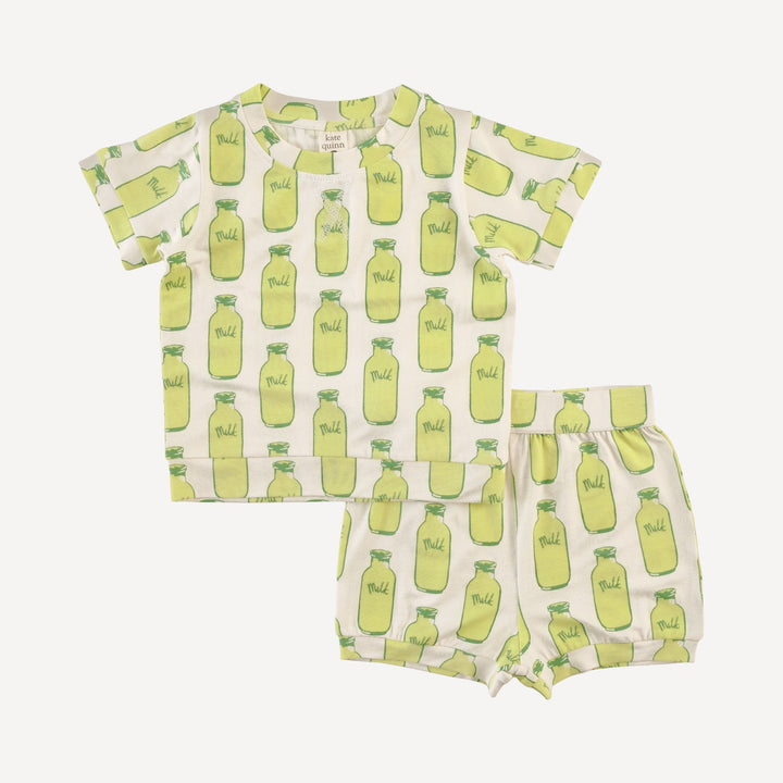 short sleeve topstitch top + short set | milk jars | bamboo
