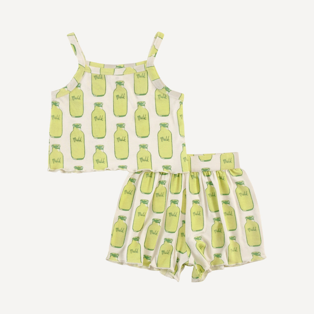 jade short set | milk jars | bamboo