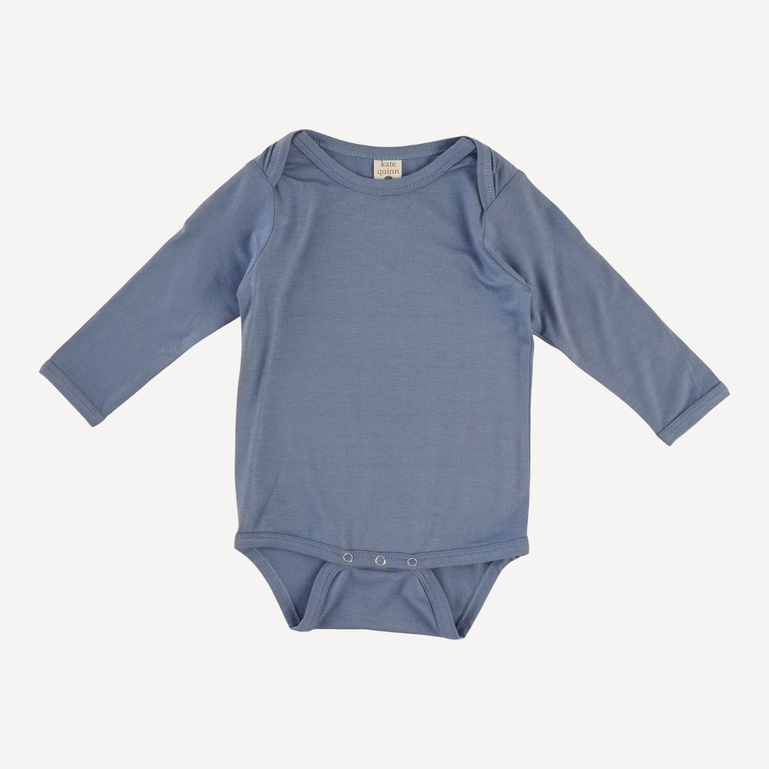 long sleeve lap neck bodysuit | blue horizon | bamboo