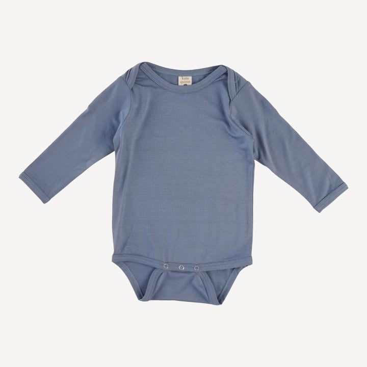 long sleeve lap neck bodysuit | blue horizon | bamboo