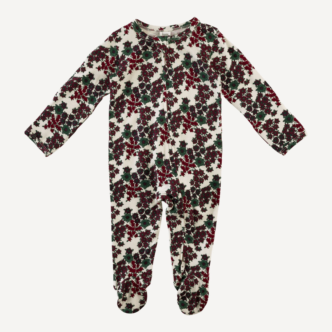 long sleeve two way zipper footie | wildflower | bamboo