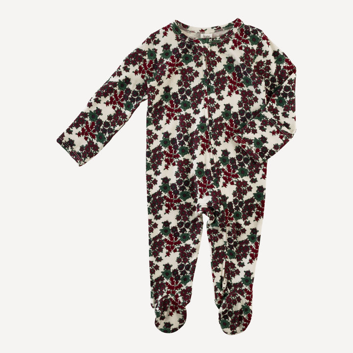 long sleeve two way zipper footie | wildflower | bamboo