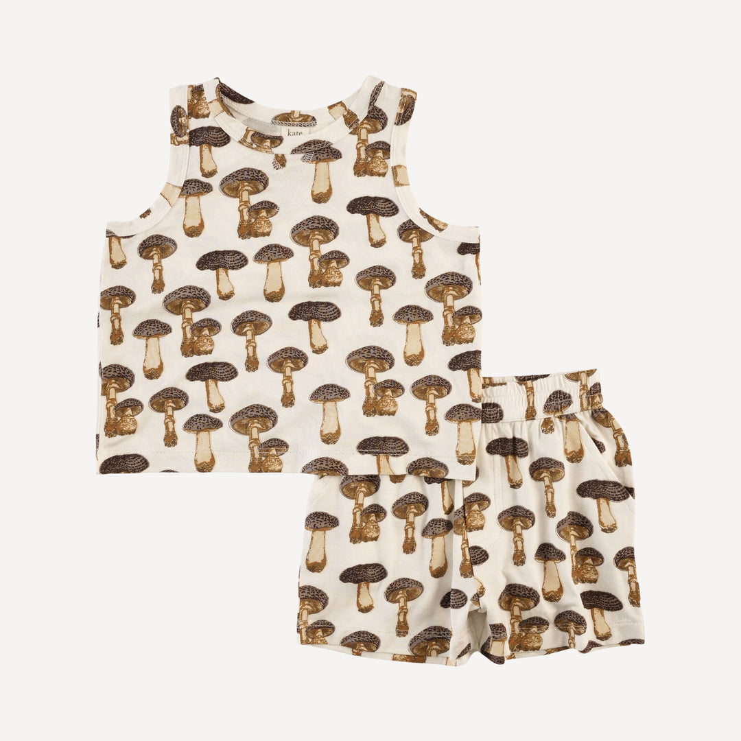 topstitch tank + relaxed short set | neutral fungi | bamboo
