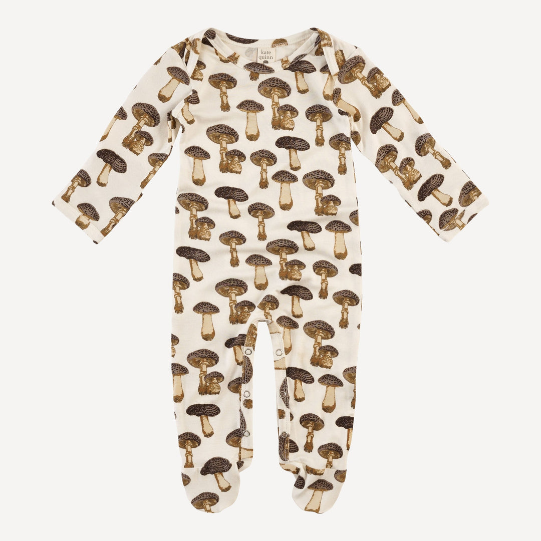 long sleeve lap neck footie | neutral fungi | bamboo