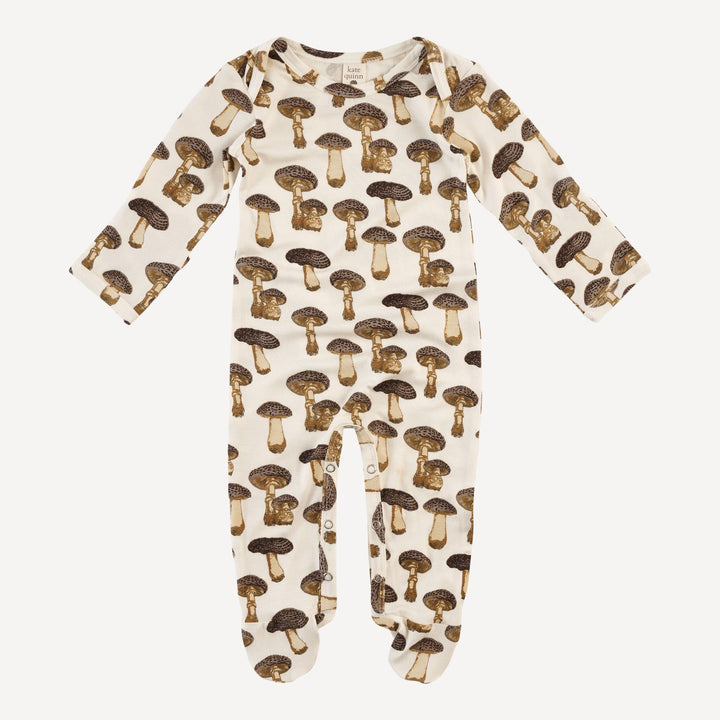 long sleeve lap neck footie | neutral fungi | bamboo