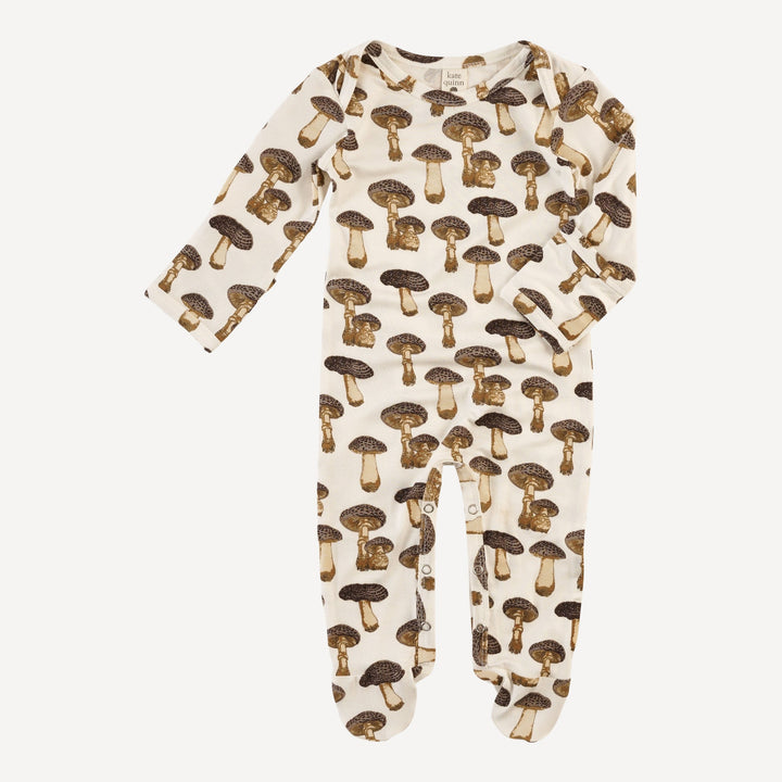 long sleeve lap neck footie | neutral fungi | bamboo