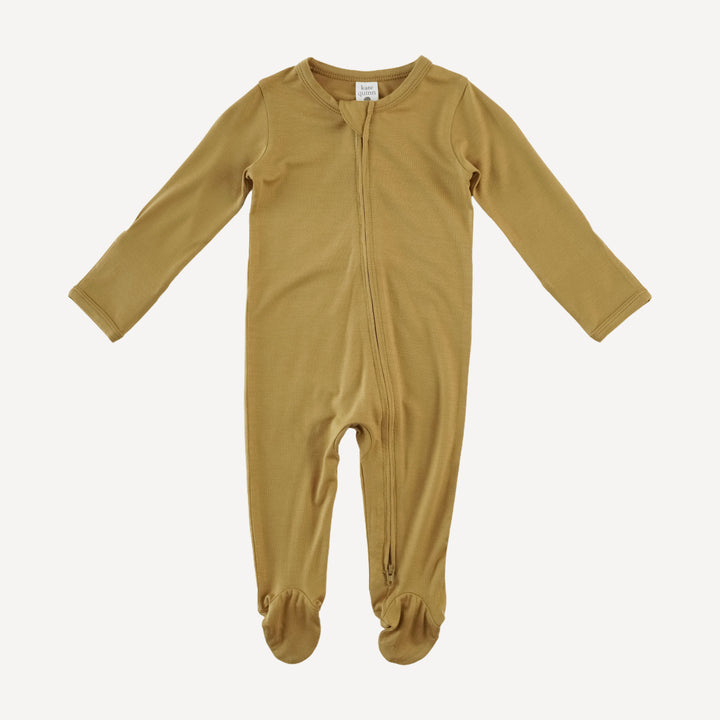 long sleeve two way zipper footie | fennel | bamboo