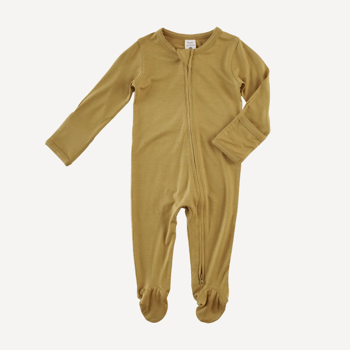long sleeve two way zipper footie | fennel | bamboo