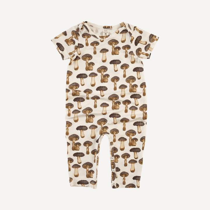 short sleeve lap neck jumpsuit | neutral fungi | bamboo