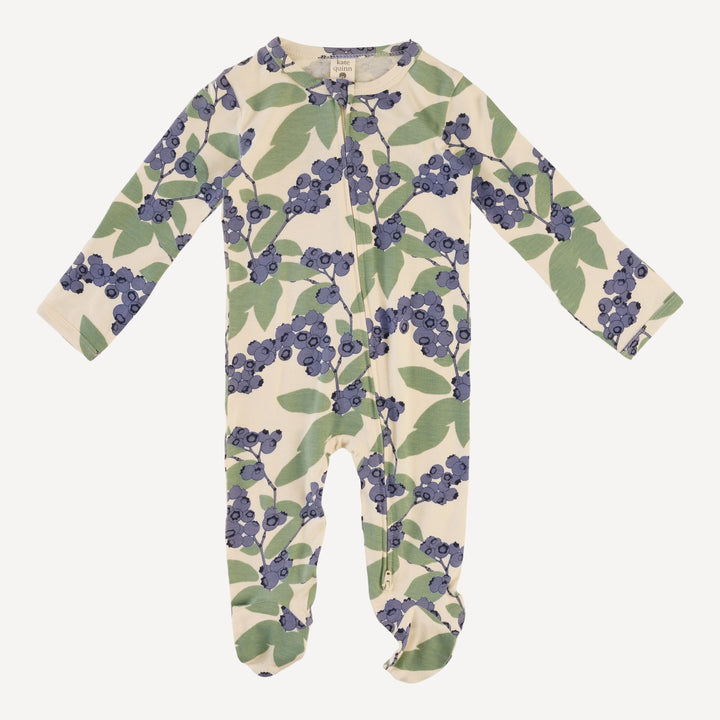 long sleeve two way zipper footie | blueberries | bamboo