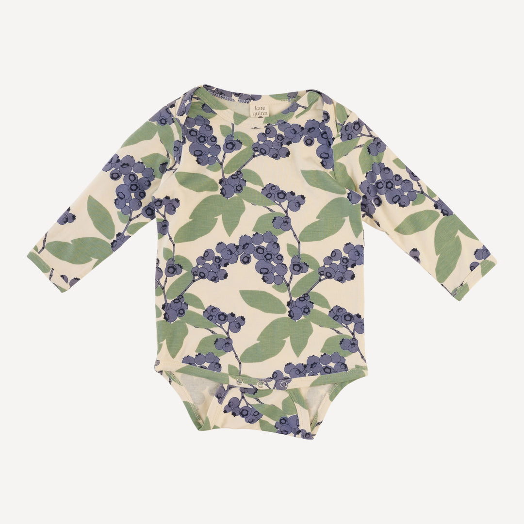 long sleeve lap neck bodysuit | blueberries | bamboo