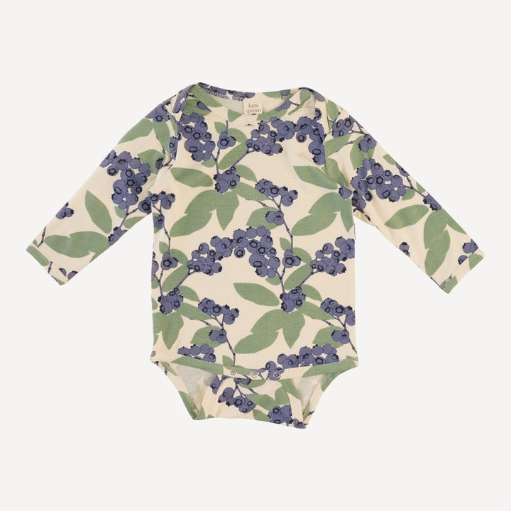 long sleeve lap neck bodysuit | blueberries | bamboo