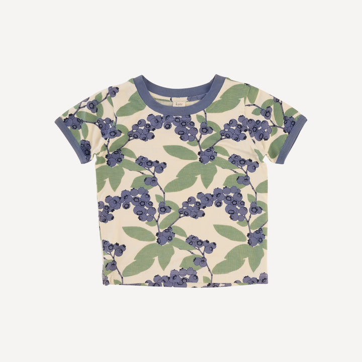short sleeve ringer tee | blueberries | bamboo