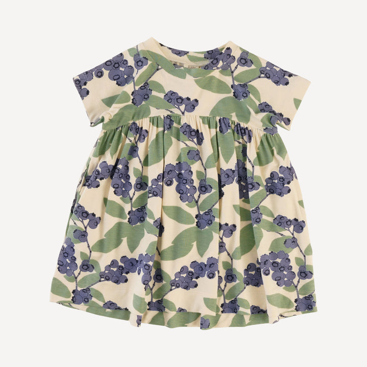 short sleeve gathered waist t-shirt dress | blueberries | bamboo