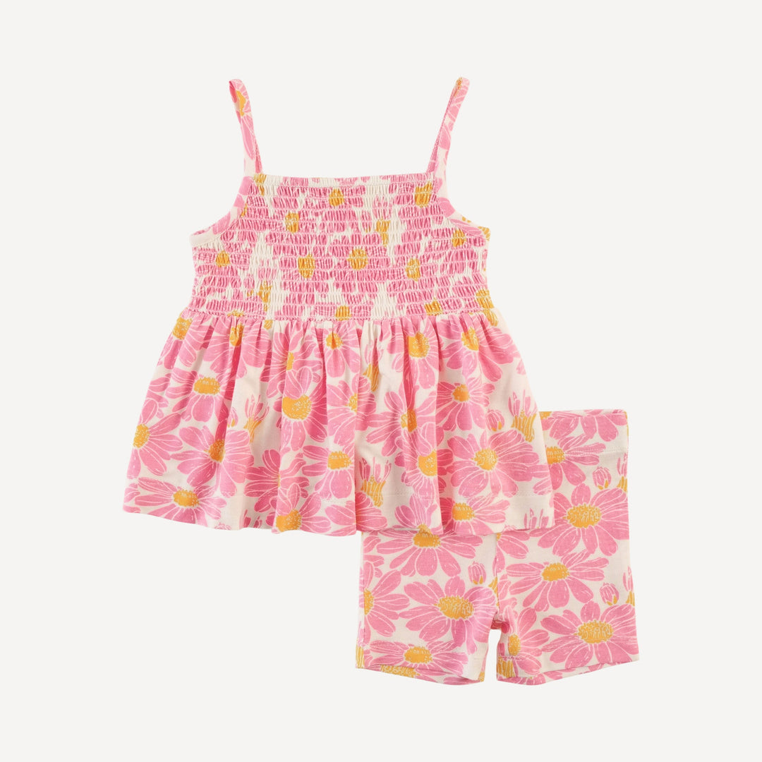 spaghetti strap smocked top + bike short set | bonbon daisy | bamboo
