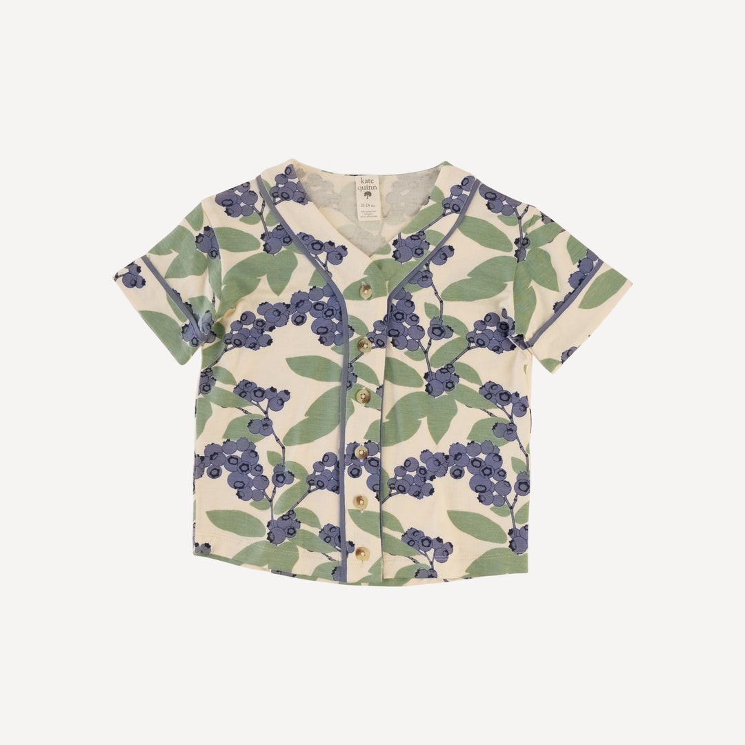 piped baseball jersey + relaxed short set | blueberries | bamboo
