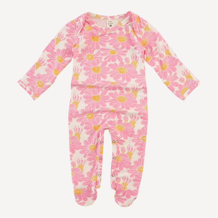 long sleeve lap neck footie | bonbon daisy | bamboo