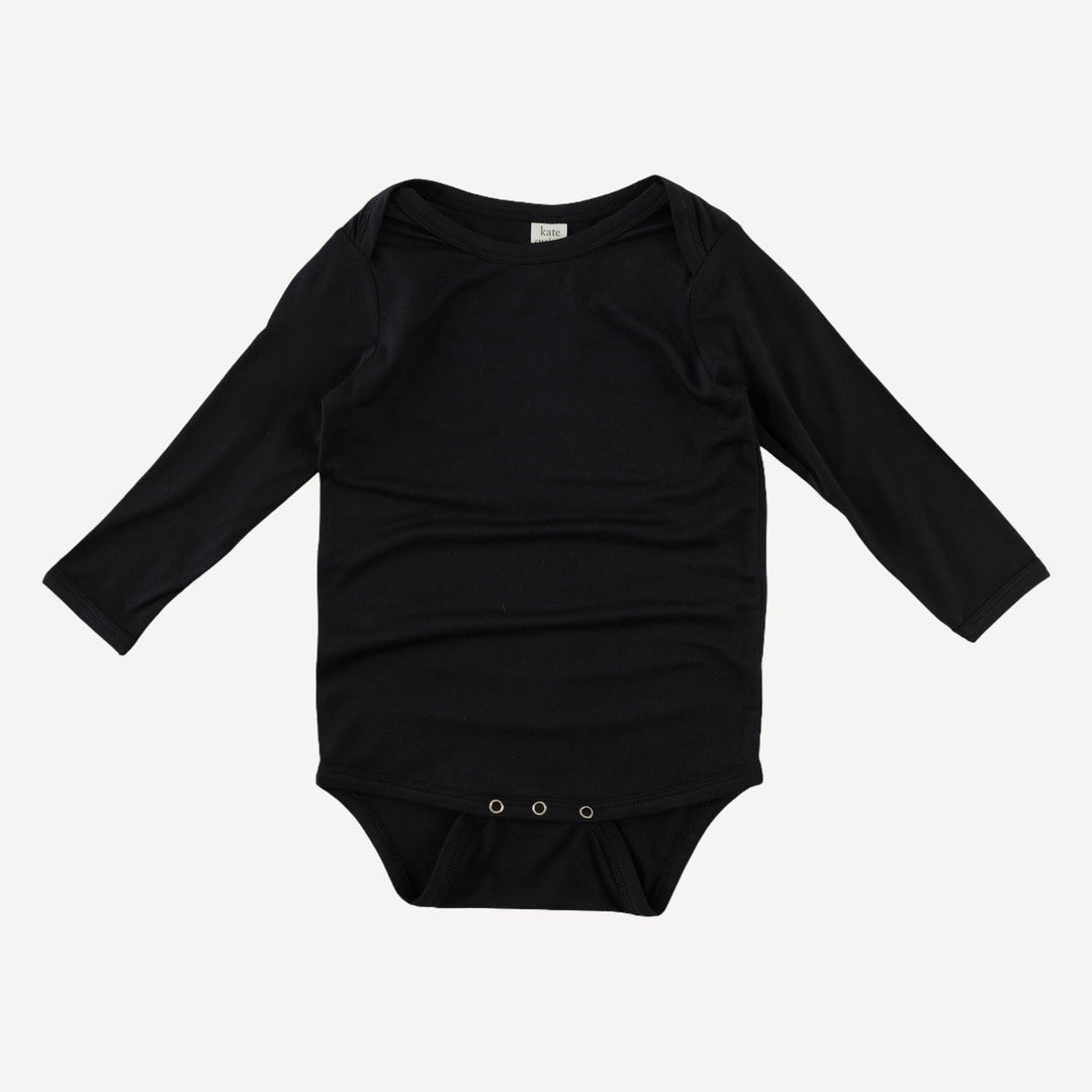 long sleeve lap neck bodysuit | black | bamboo
