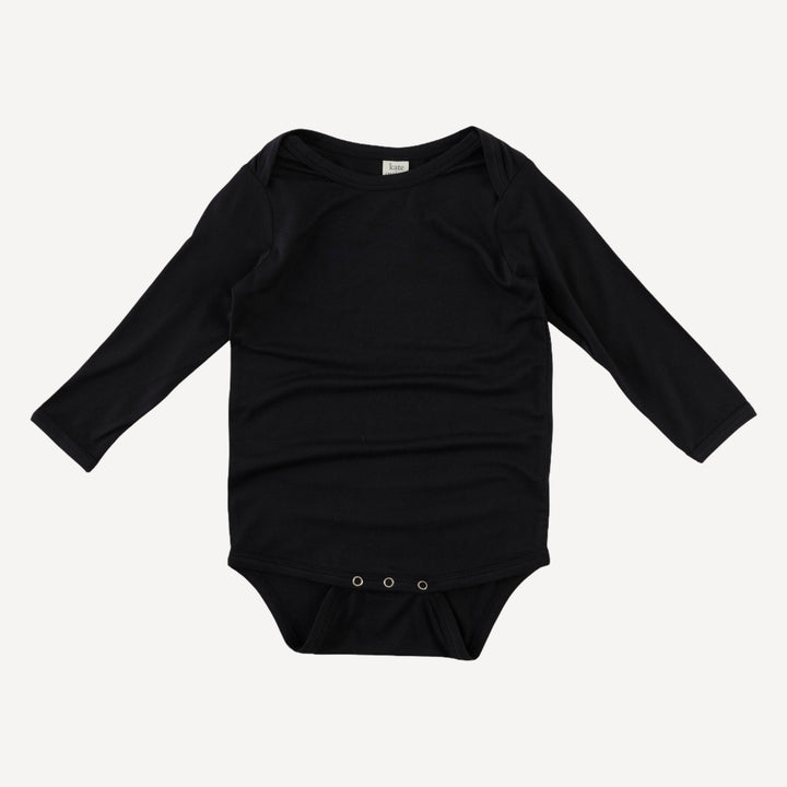long sleeve lap neck bodysuit | black | bamboo