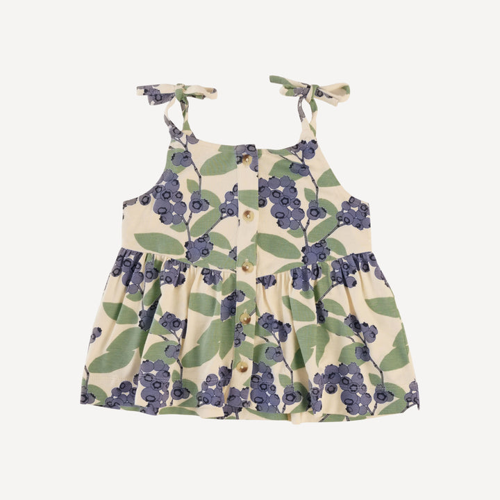 spaghetti tie v-waist top + bike short set | blueberries | bamboo