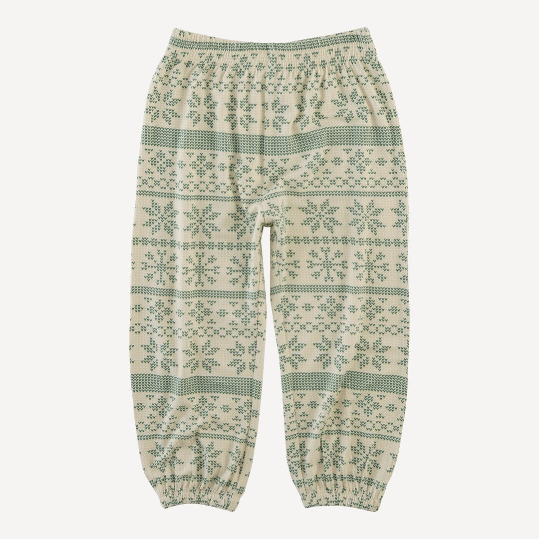 long sleeve hooded relaxed jogger set | green nordic snowflake | bamboo