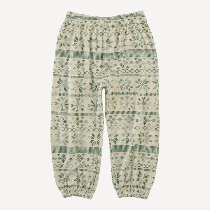 long sleeve hooded relaxed jogger set | green nordic snowflake | bamboo