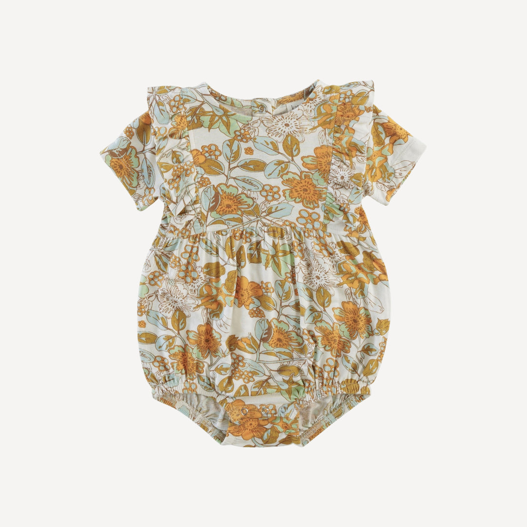 short sleeve ruffle gathered bubble | farm floral | lenzing modal