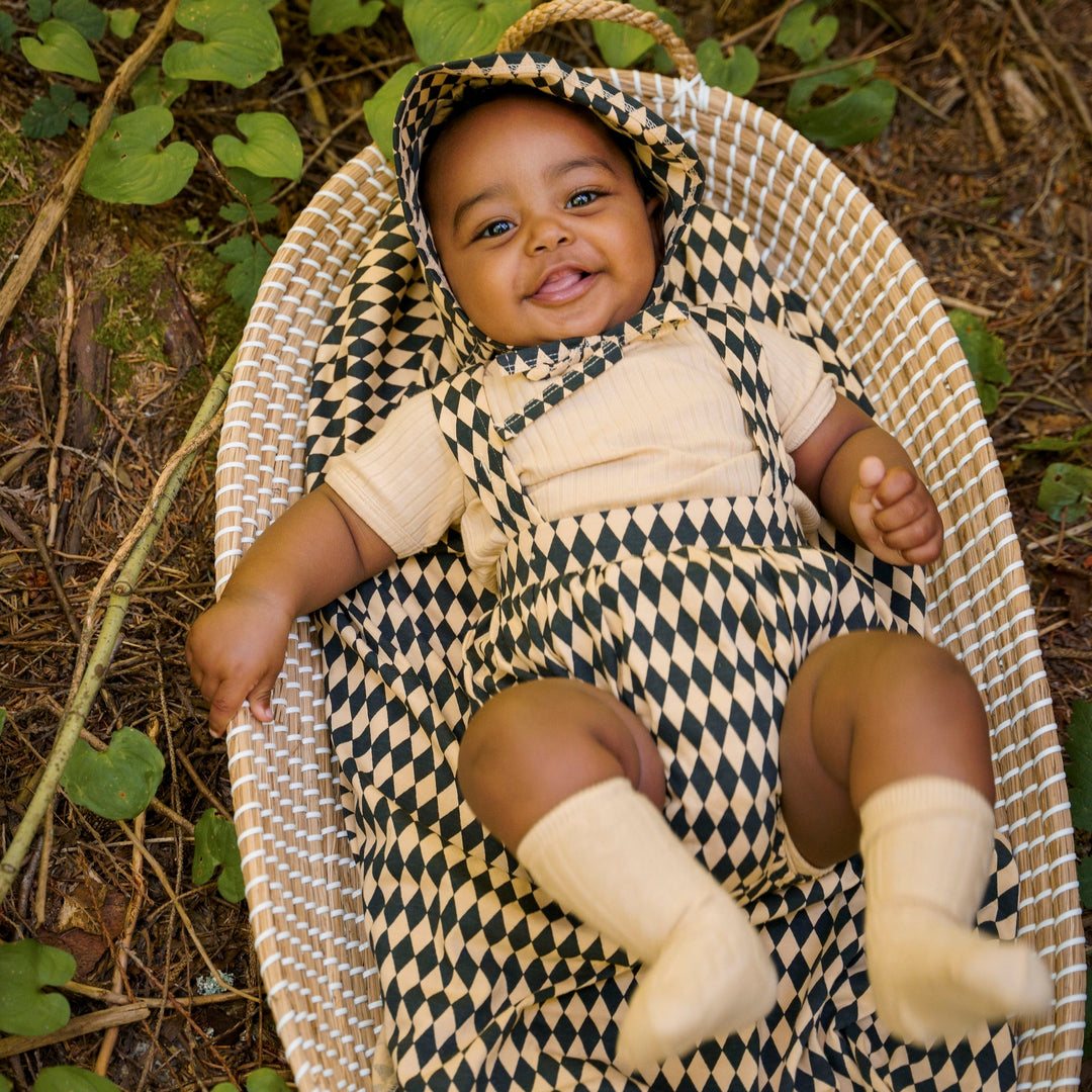 suspender bubble bloomer | black harlequin | organic cotton jersey