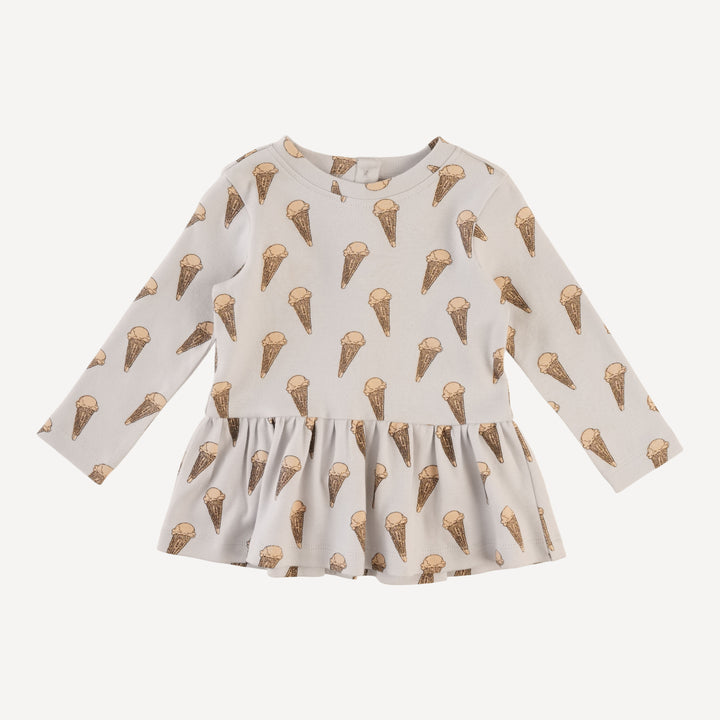 long sleeve kate top | ice cream cone | organic cotton interlock