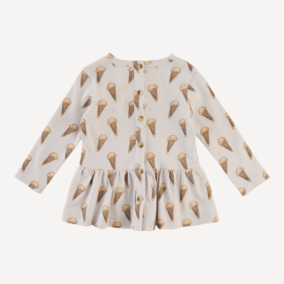 long sleeve kate top | ice cream cone | organic cotton interlock