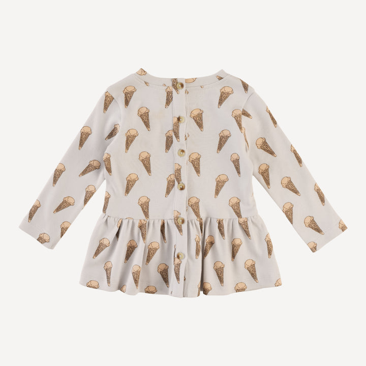 long sleeve kate top | ice cream cone | organic cotton interlock