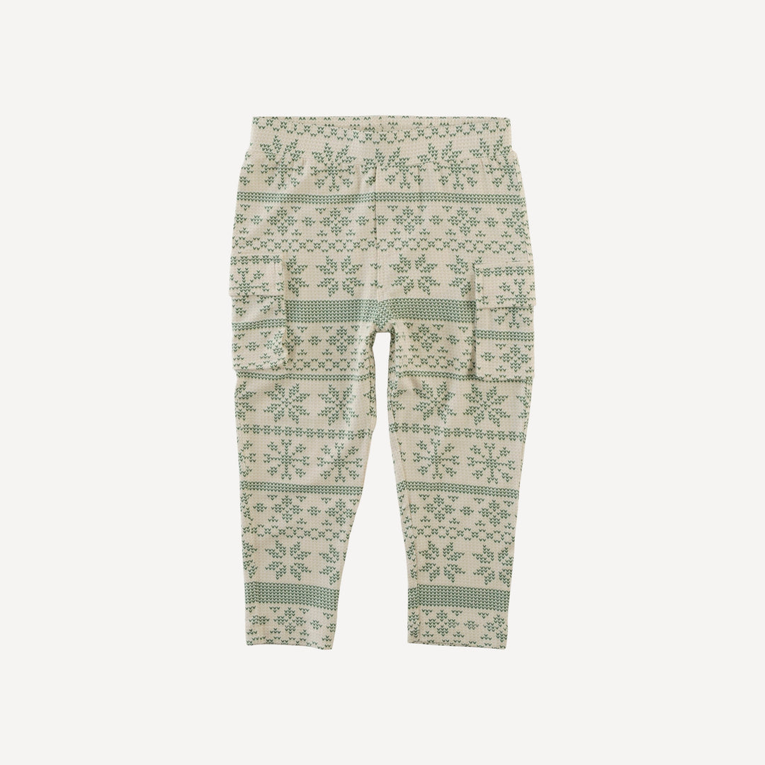 skinny cargo pant | green nordic snowflake | bamboo
