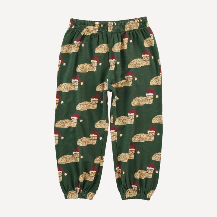 long sleeve hooded relaxed jogger set | santa sleeping cat | bamboo