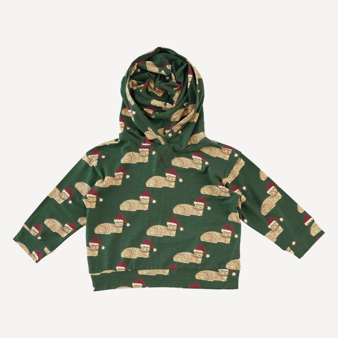 long sleeve hooded relaxed jogger set | santa sleeping cat | bamboo