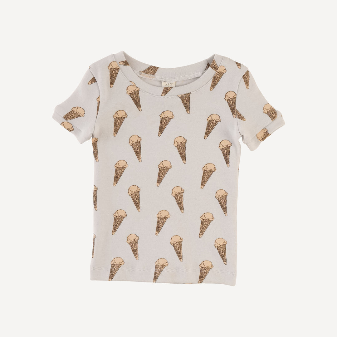 short sleeve crew neck shortie pj set | ice cream cone | organic cotton interlock